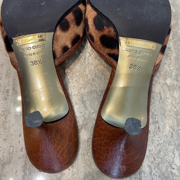 AUTHENTIC DOLCE GABBANA LEATHER LAOPARD MULES 38.5 - 8.5 - Picture 5 of 7